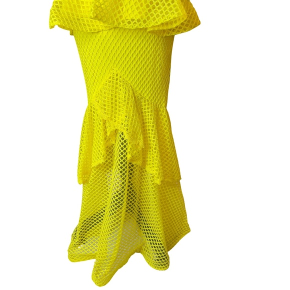 #A292 FT INC BOLD GLAMOUR FEMININE CHIC YELLOW MESH 2PC SKIRT SET NWT M - Picture 4 of 11